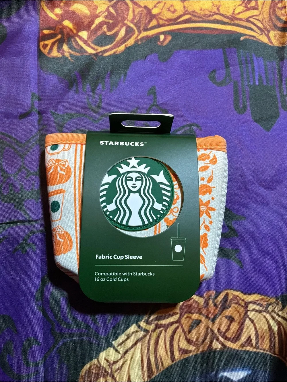 Disney parks 2026 fall/halloween fabric sleeve 16oz cold cup -NEW